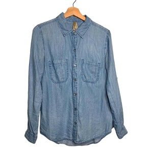 Liverpool Womens Denim Button Shirt Size S Blue Long Sleeve Lyocell Collared Top